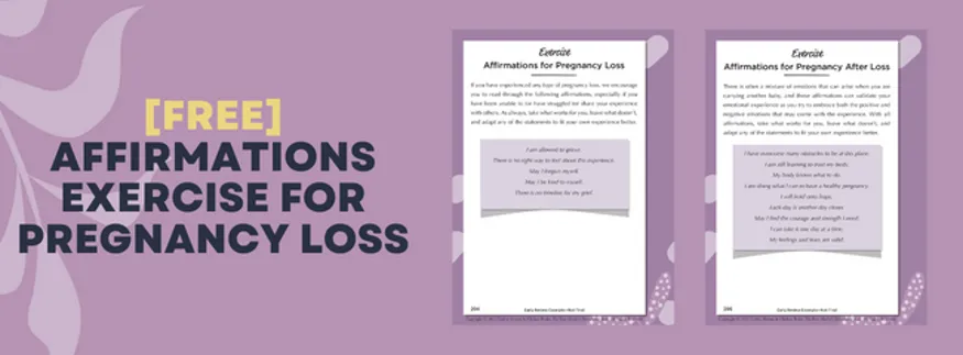 Affirmations Worksheets for Pregnancy Loss
